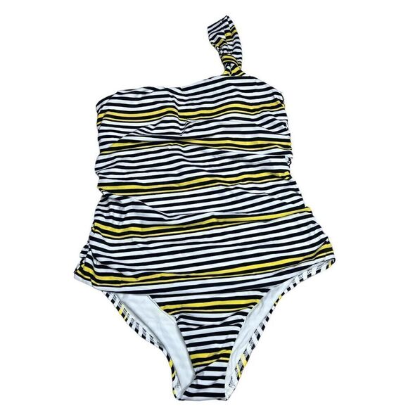 Ann Taylor Loft One Shoulder Striped One Piece Swimsuit Nwt Size 4 - Picture 1 of 6